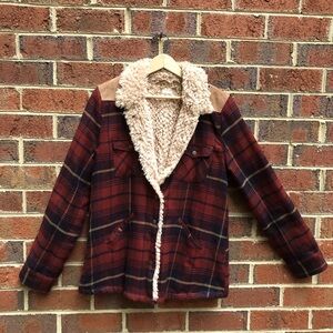 Altar'd State Women's Burgundy and Tan Jacket size large